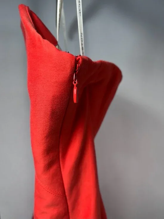 NWT HALSTON HERITAGE Strapless Structured Mini Dress in Red Lipstick Color Sz 12 - Picture 4 of 12